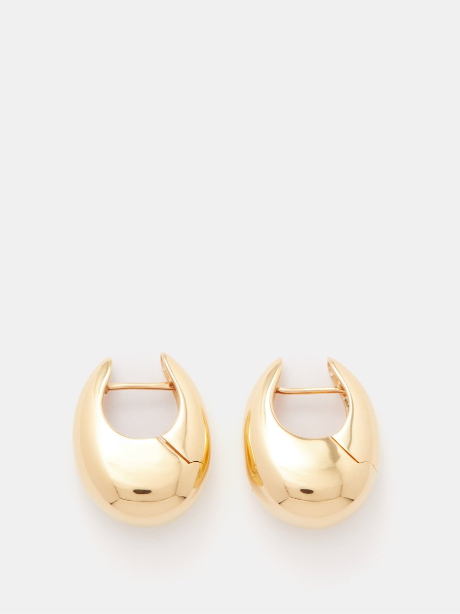 Gold Sloping Hinge 14kt gold-plated hoop earrings | Annika Inez