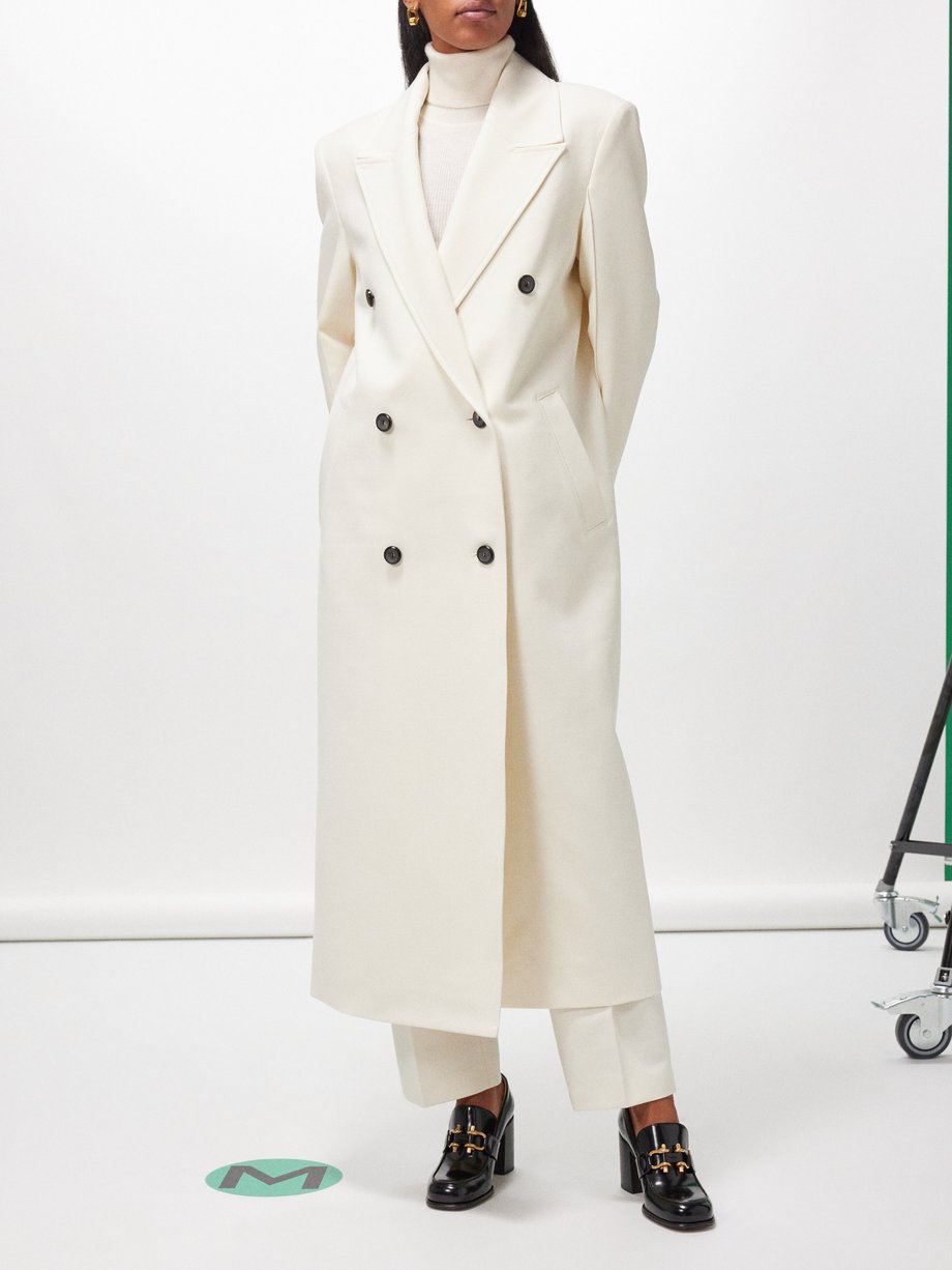 White Double-breasted twill coat | Róhe | MATCHES UK