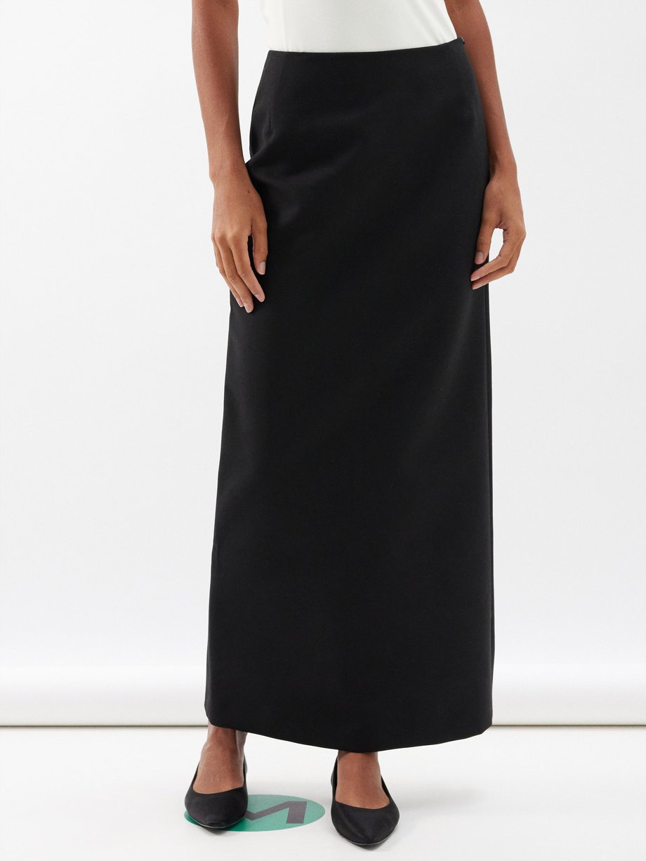 Black Back-vent twill maxi skirt | Róhe | MATCHES UK