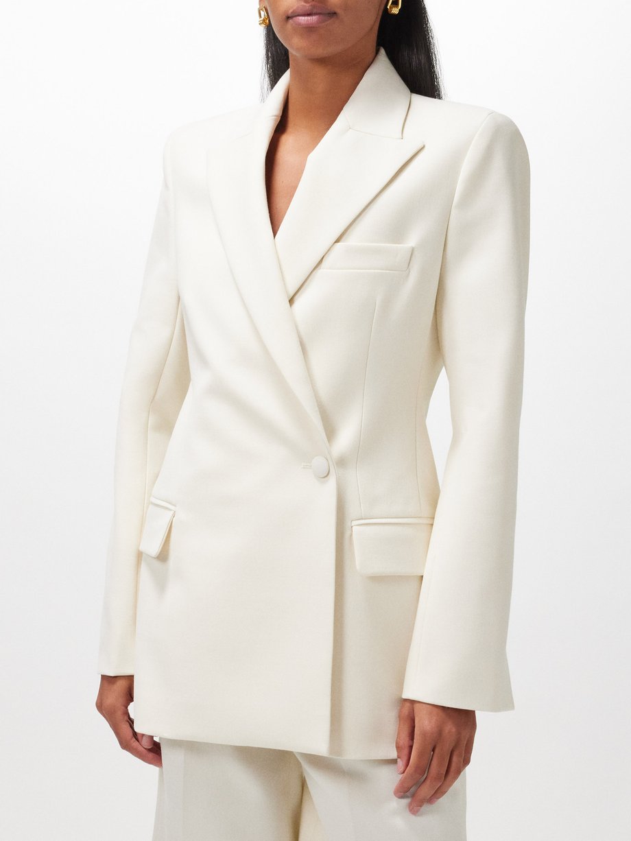 White Double-breasted woven blazer | Róhe | MATCHES UK