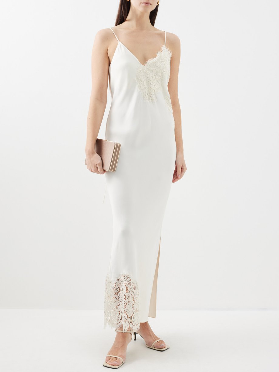 White Lace-trim satin slip dress | Róhe | MATCHES UK