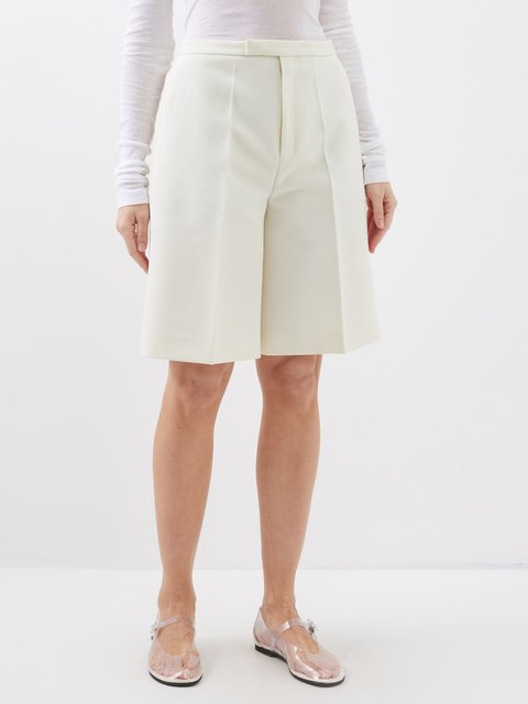 White Pleated twill shorts, Toteme