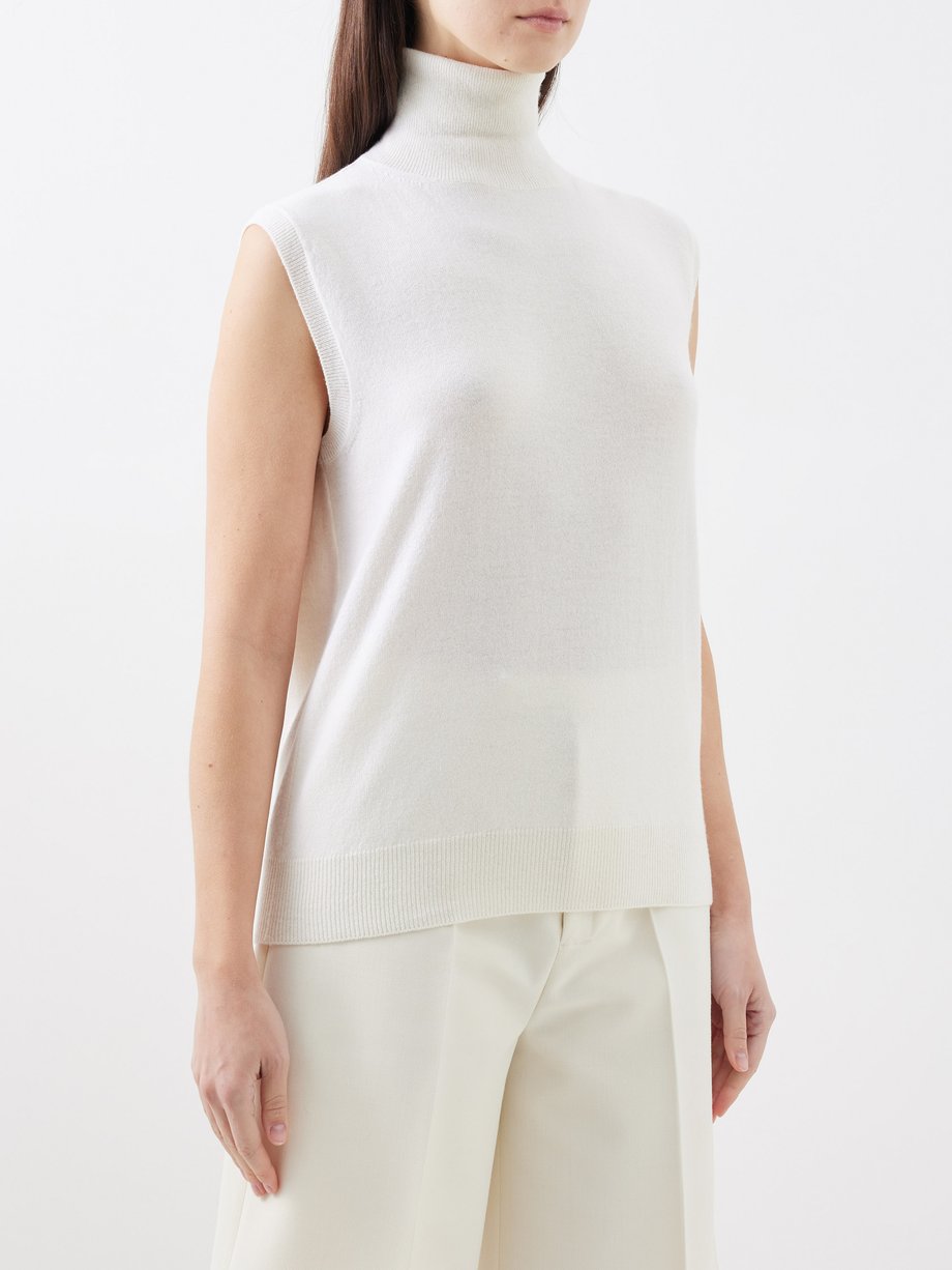 White High-neck wool-blend sweater vest | Róhe | MATCHES UK