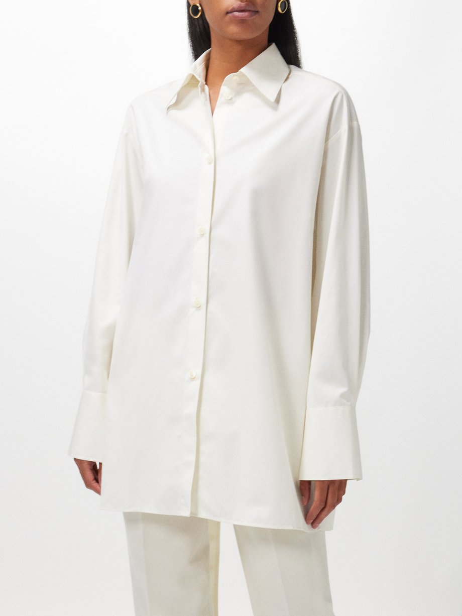 Róhe Open-back cotton-poplin shirt