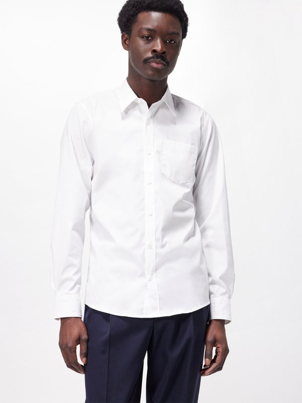 White Corbino point-collar cotton-poplin shirt | Dries Van Noten | MATCHES  UK