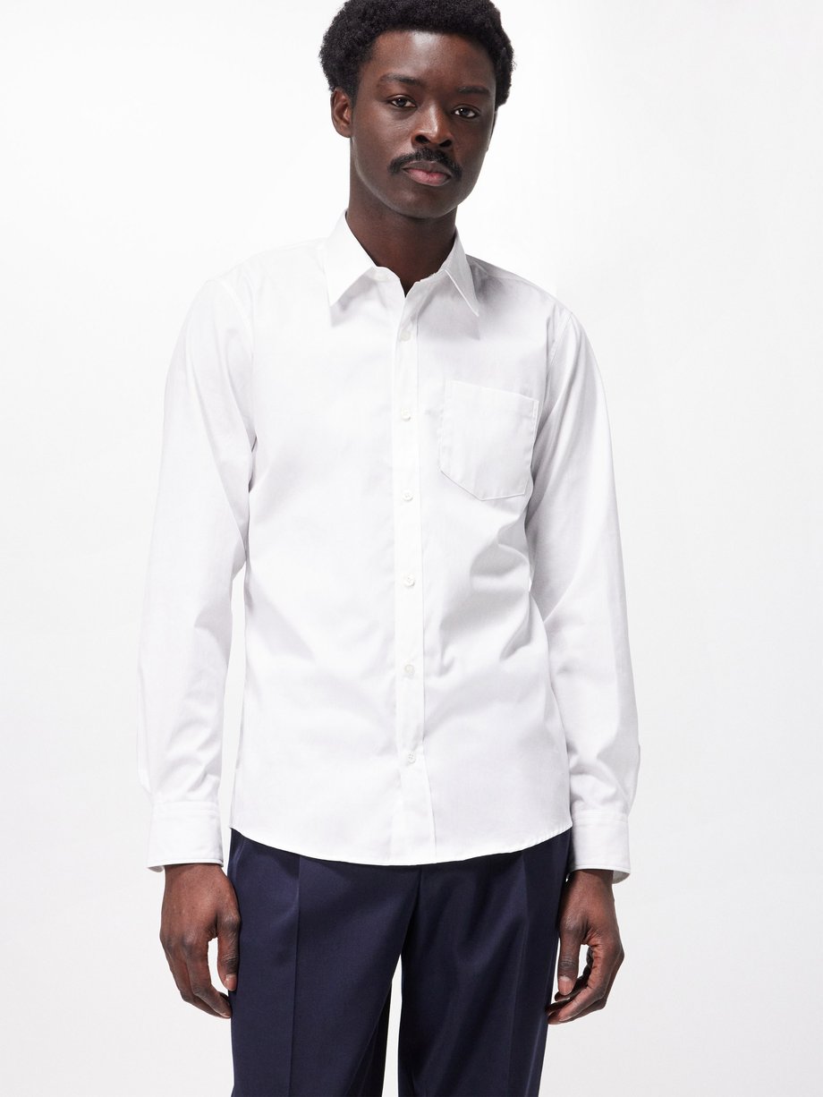 Dries Van Noten Corbino point-collar cotton-poplin shirt