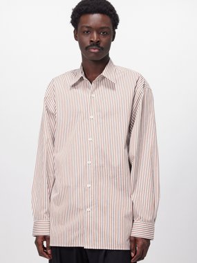 Dries Van Noten Calander oversized striped cotton-poplin shirt