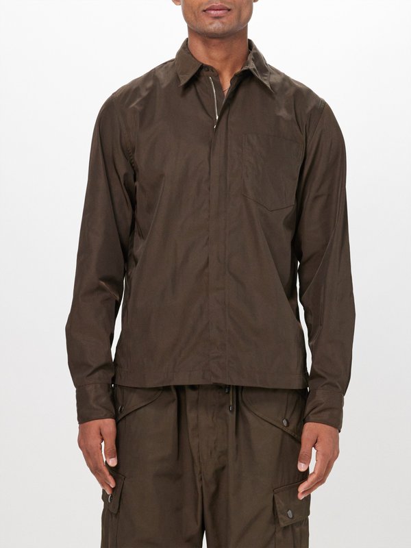 Brown Corran water-repellent taffeta shirt | Dries Van Noten