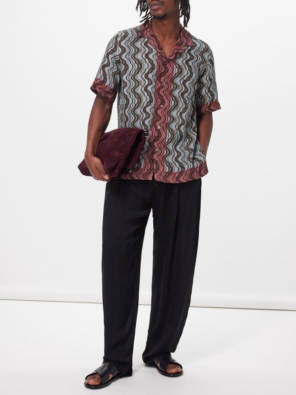 Dries Van Noten Carltone layered wave-print lyocell shirt