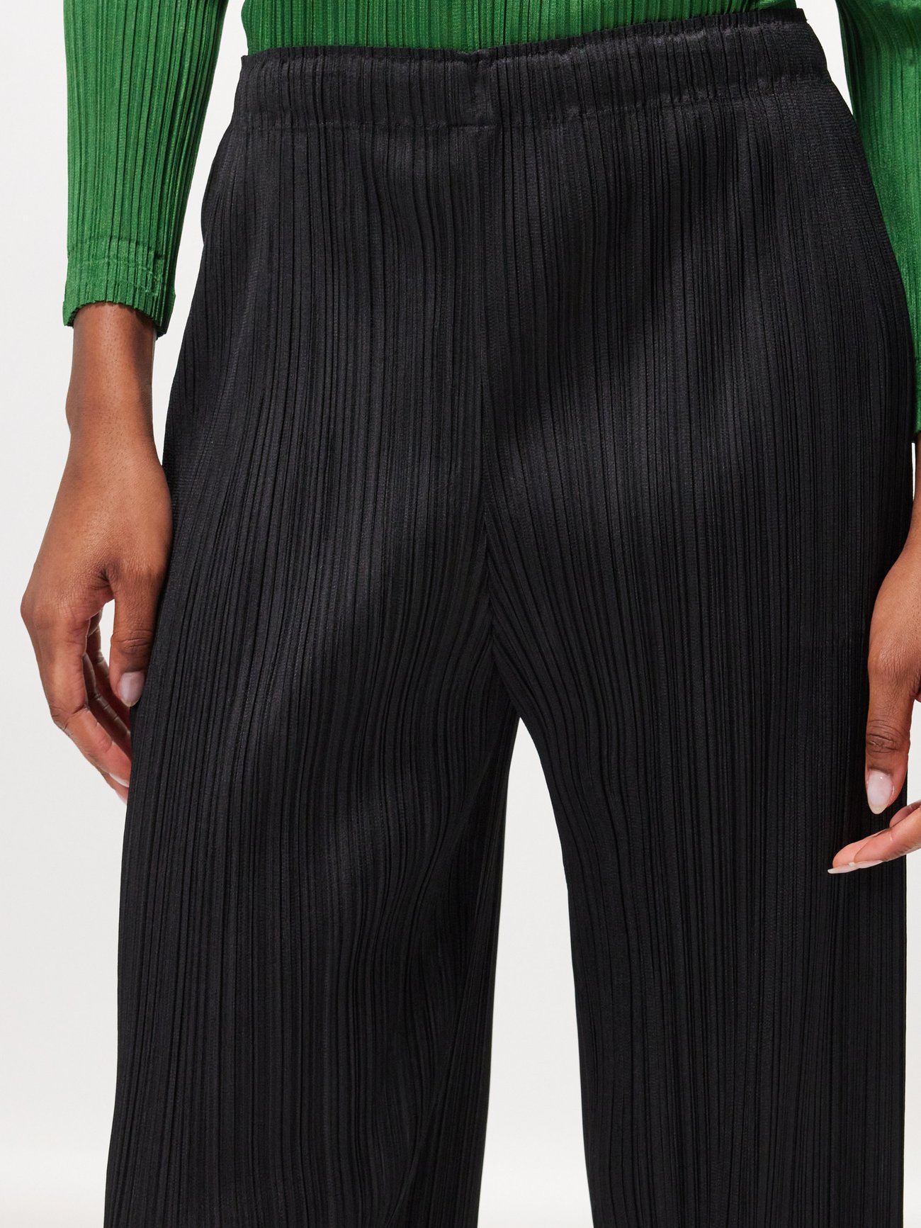 Technical-pleated straight-leg trousers