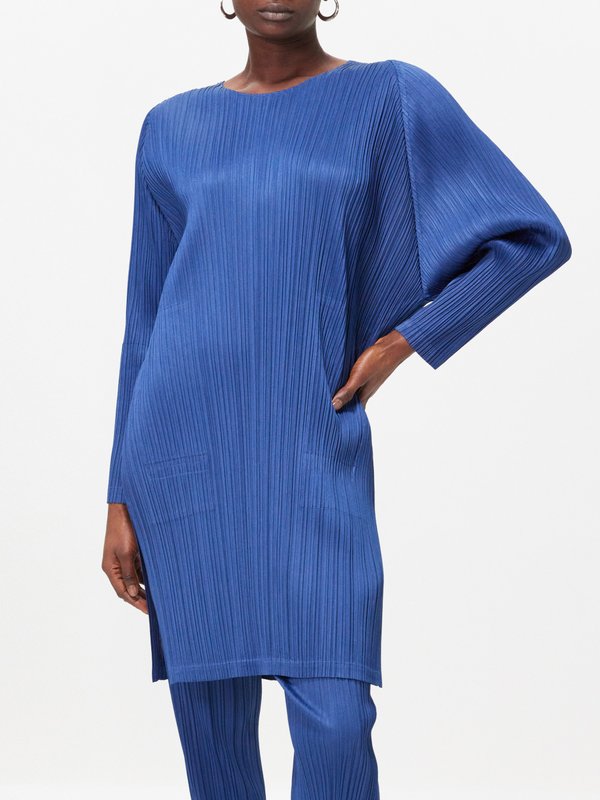 Pleats Please Issey Miyake Batwing-sleeve technical-pleated top