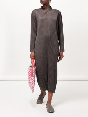 Pleats Please Issey Miyake Stand-collar technical-pleated dress