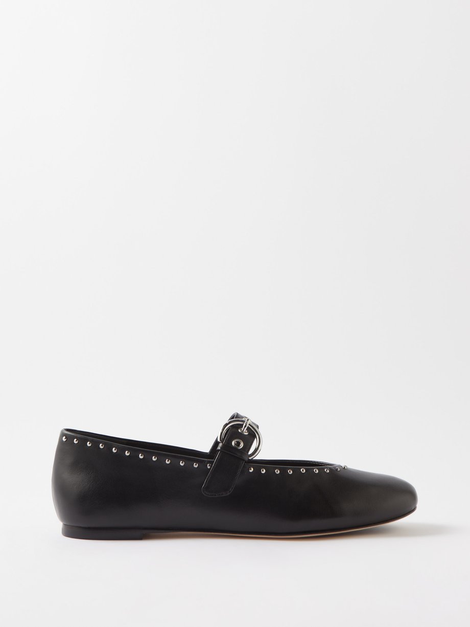 Reformation Bethany studded leather Mary Jane ballet flats