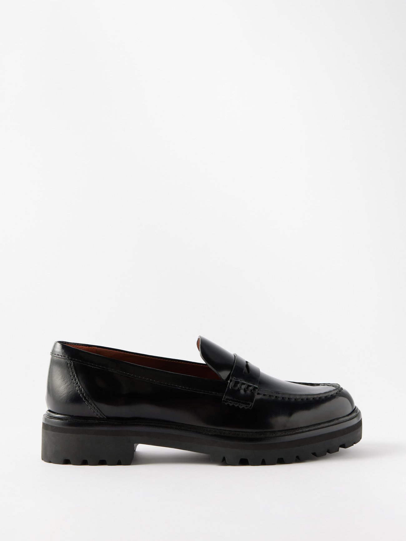 Black Agathea leather loafers | Reformation | MATCHES UK