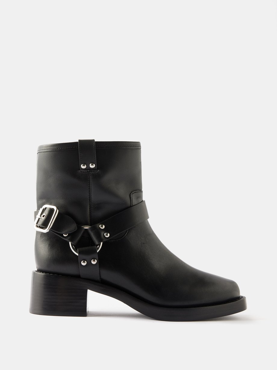 Black Foster 50 leather biker boots | Reformation | MATCHES UK