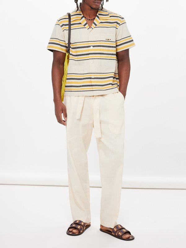 Bode Namesake striped cotton short-sleeved shirt