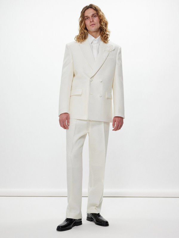 Valentino Garavani Floral-appliqué wool-blend crepe suit jacket