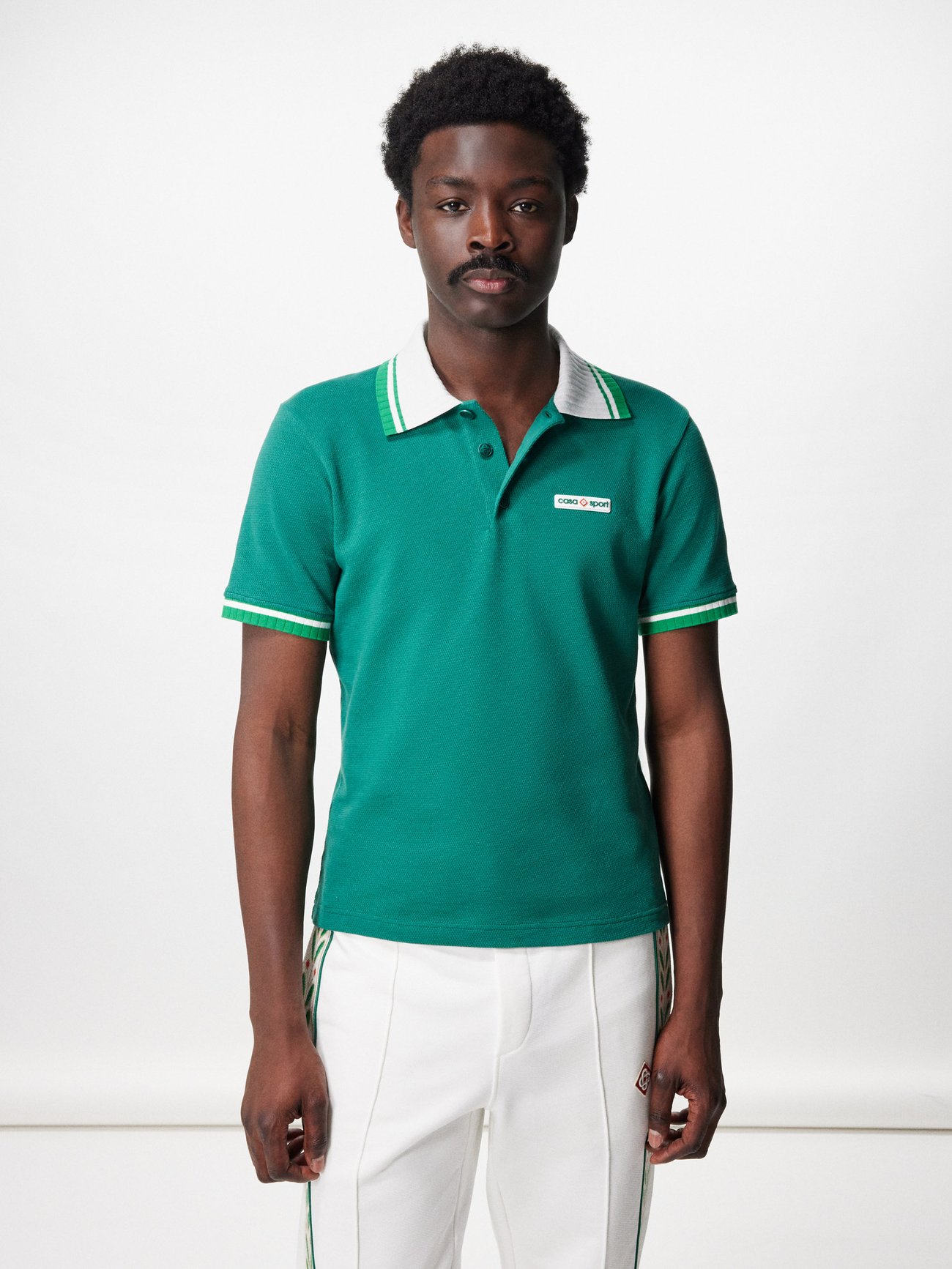 Green Logo-patch cotton-piqué polo shirt | Casablanca | MATCHES UK