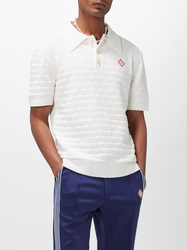 Off white Triangle-knit cotton-blend polo | Casablanca | MATCHES UK