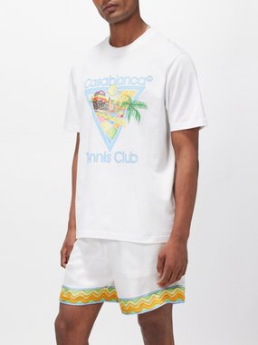 Casablanca Cubism tennis club-print cotton T-shirt