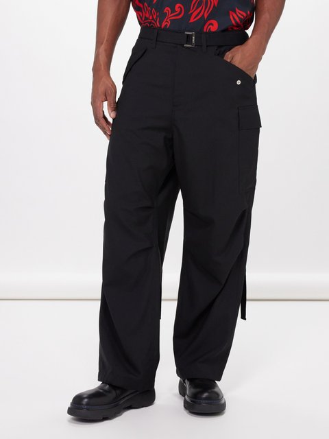 Black Elasticated-waist cotton-jersey trousers, Raey