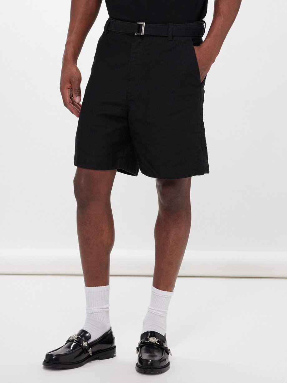 Black Moleskin woven-cotton shorts | Sacai | MATCHES UK