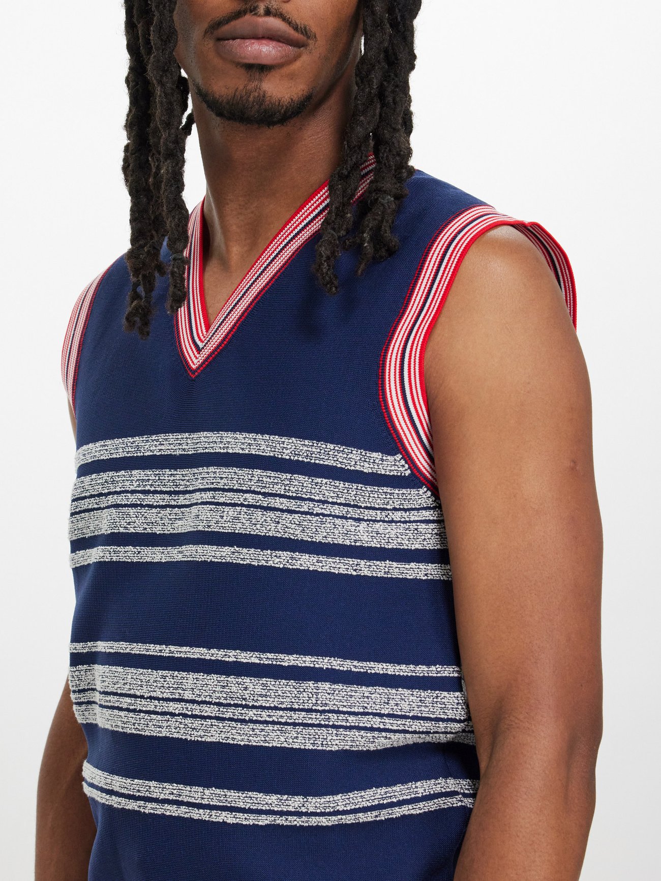 Shade bouclé-stripe knitted sweater vest