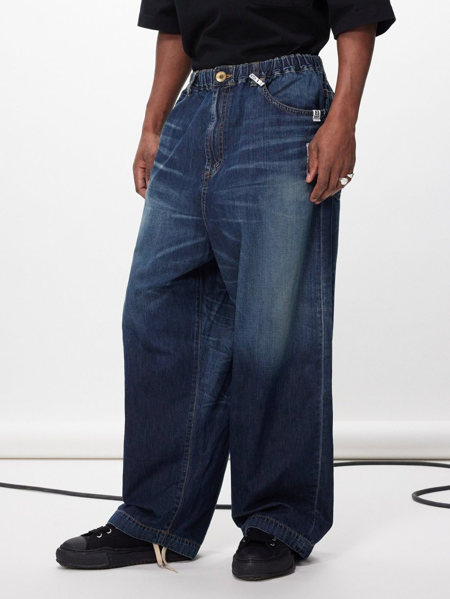 Blue Elasticated-waist wide-leg jeans | Mihara Yasuhiro | MATCHES UK