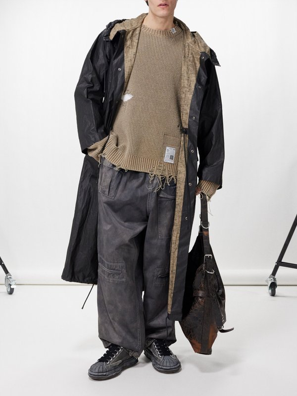 Mihara Yasuhiro Faded cotton-blend twill wide-leg trousers