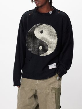 Mihara Yasuhiro Yin Yang-intarsia cotton sweater