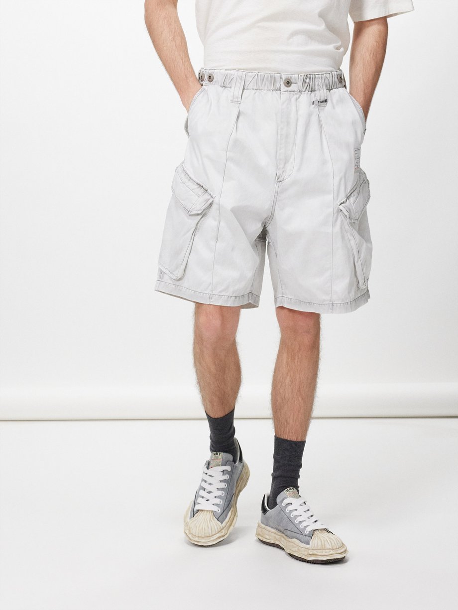 Grey Faded cotton-blend twill cargo shorts | Mihara Yasuhiro | MATCHES UK