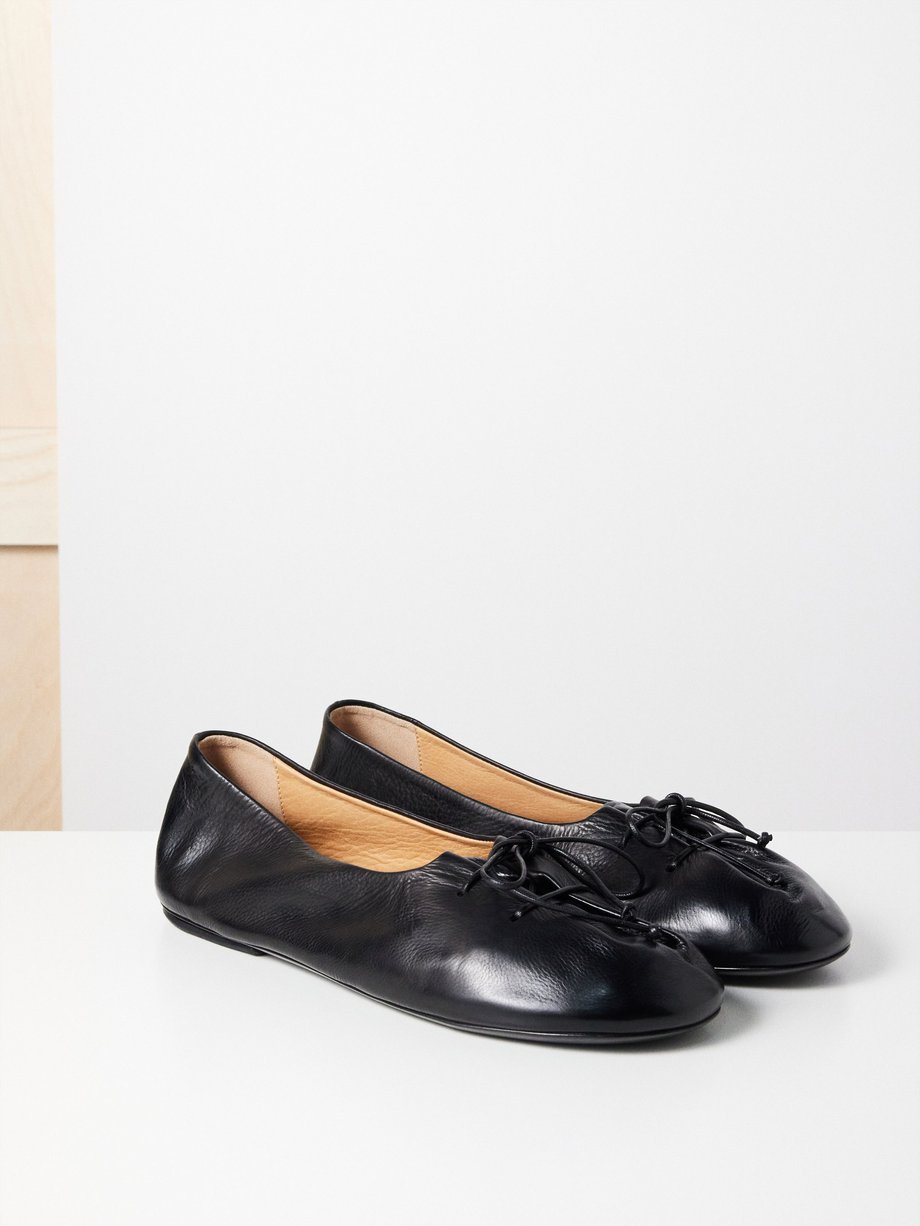 Black Lace-up leather ballet flats | Marsèll | MATCHES UK