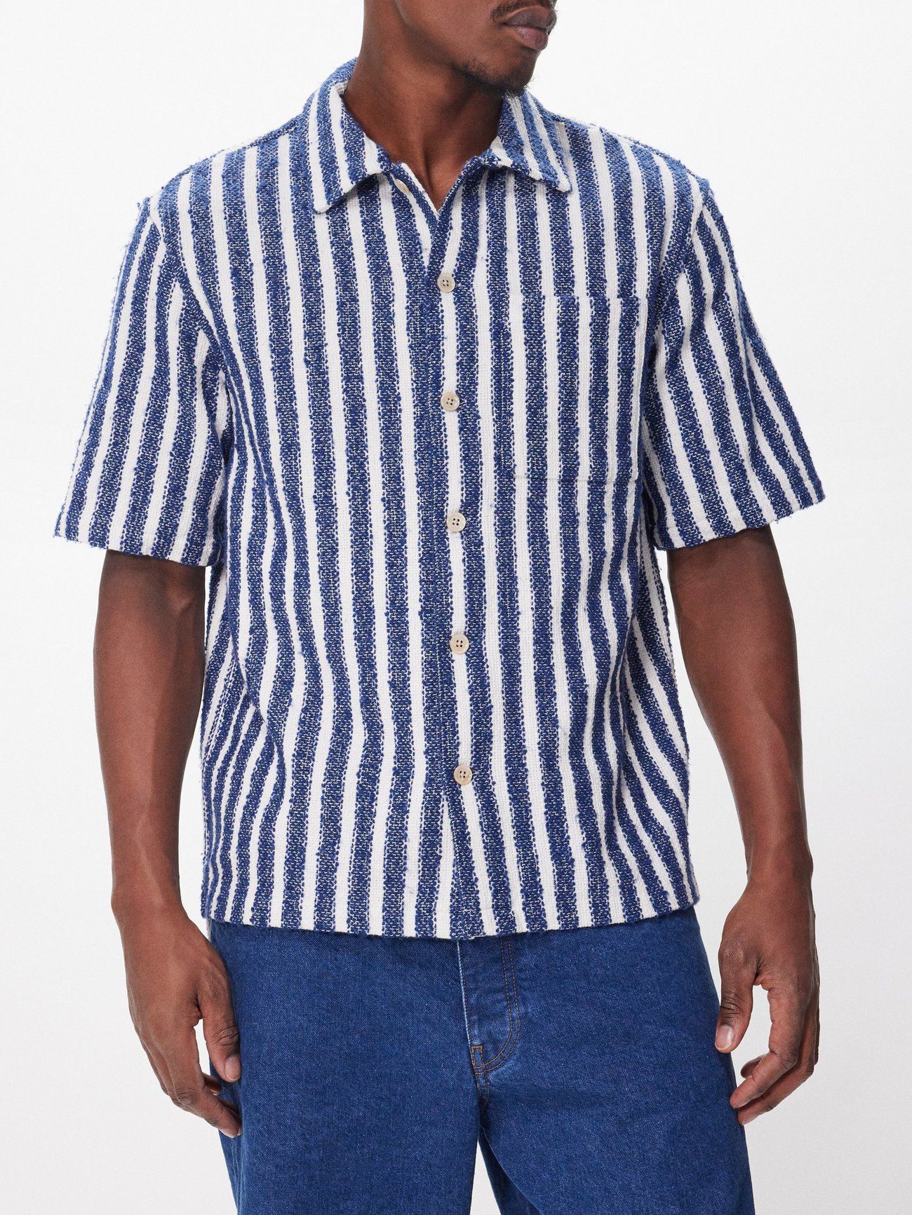 Spacey striped linen-blend short-sleeve shirt