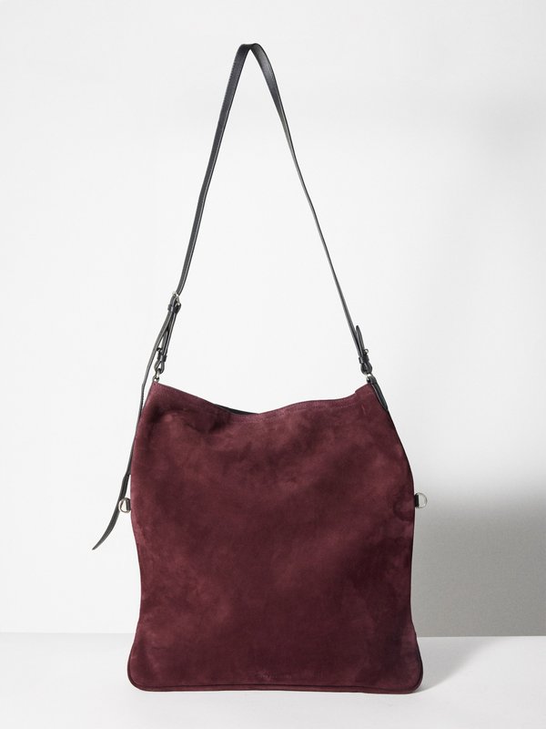 Dries Van Noten Fold-over leather-trim suede cross-body bag