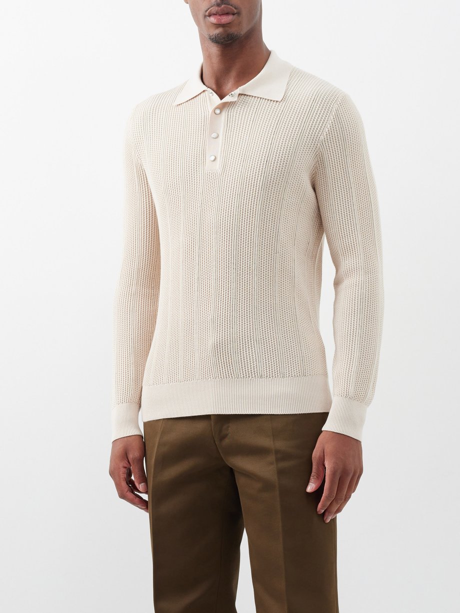 Brunello Cucinelli Textured-knit cotton polo shirt