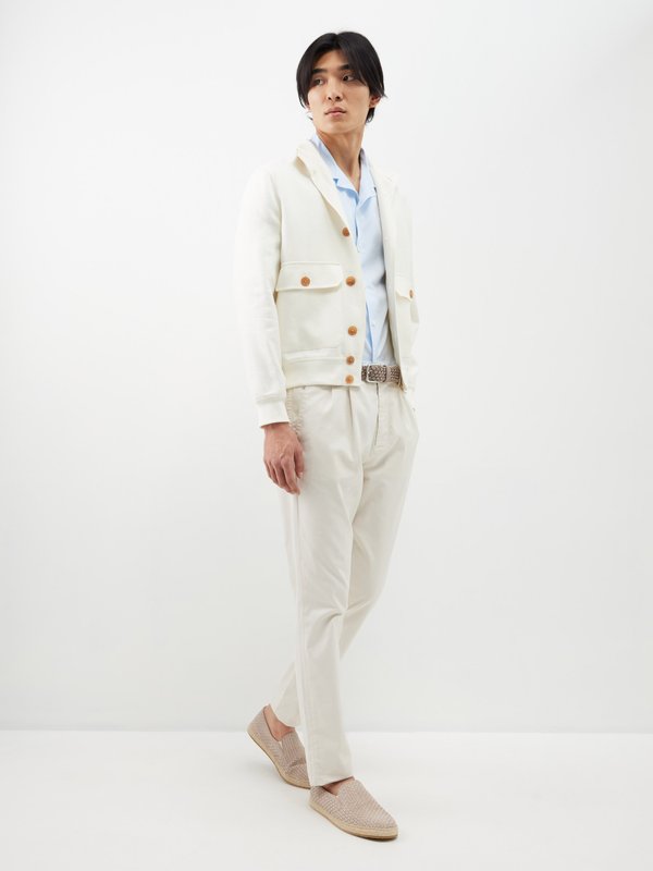 Brunello Cucinelli Cuban-collar cotton-poplin short-sleeved shirt