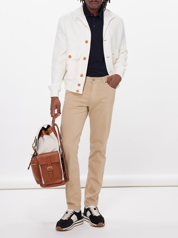 White High-neck linen-blend blouson jacket | Brunello Cucinelli 