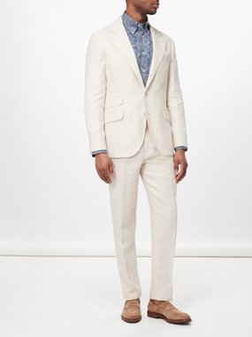 Brunello Cucinelli Flap-pocket linen-blend twill suit