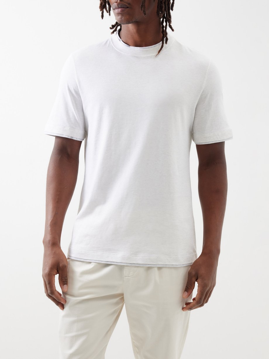 Brunello Cucinelli Double-layer cotton-jersey T-shirt
