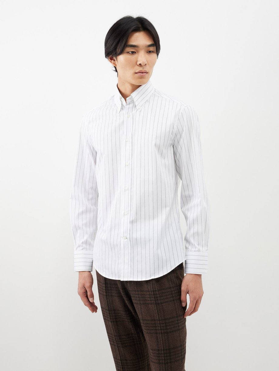 Brunello Cucinelli Striped cotton-poplin shirt