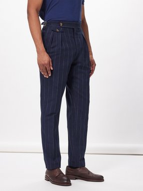 Brunello Cucinelli Pinstriped cotton-blend twill trousers