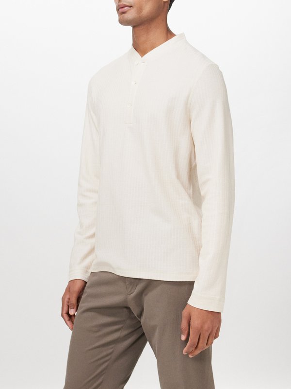 Brunello Cucinelli straight-collar silk shirt - Neutrals