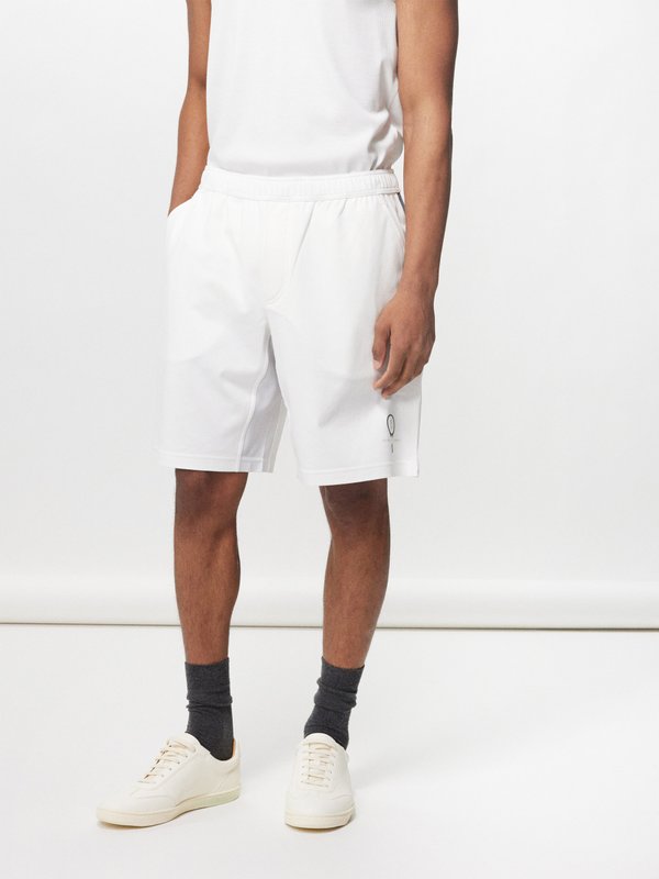 Brunello Cucinelli Tennis-embroidered cotton-jersey shorts