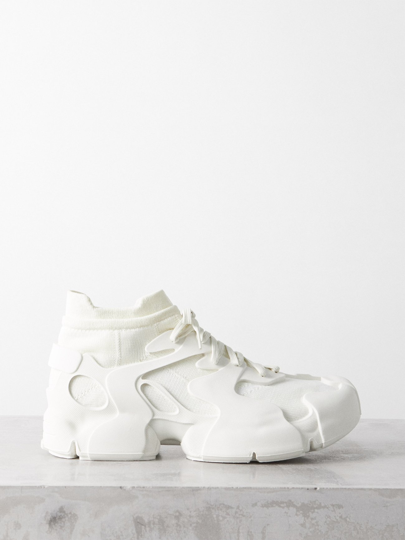 White Tossu faux-leather and mesh high-top trainers | CAMPERLAB