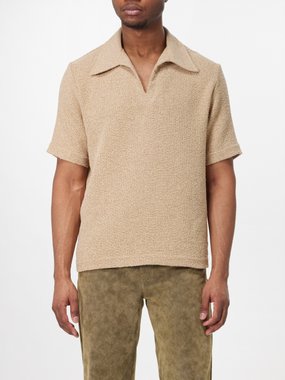 Séfr Mate cotton-blend bouclé short-sleeved shirt