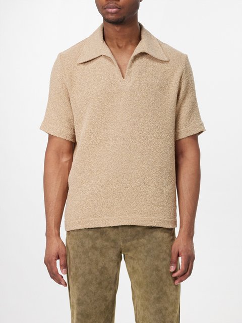 Beige Mate cotton-blend bouclé short-sleeved shirt, Séfr