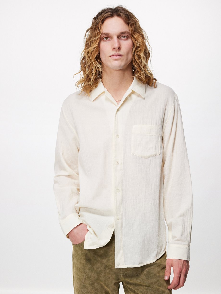 White Leo crinkled cotton-voile shirt | Séfr | MATCHES UK