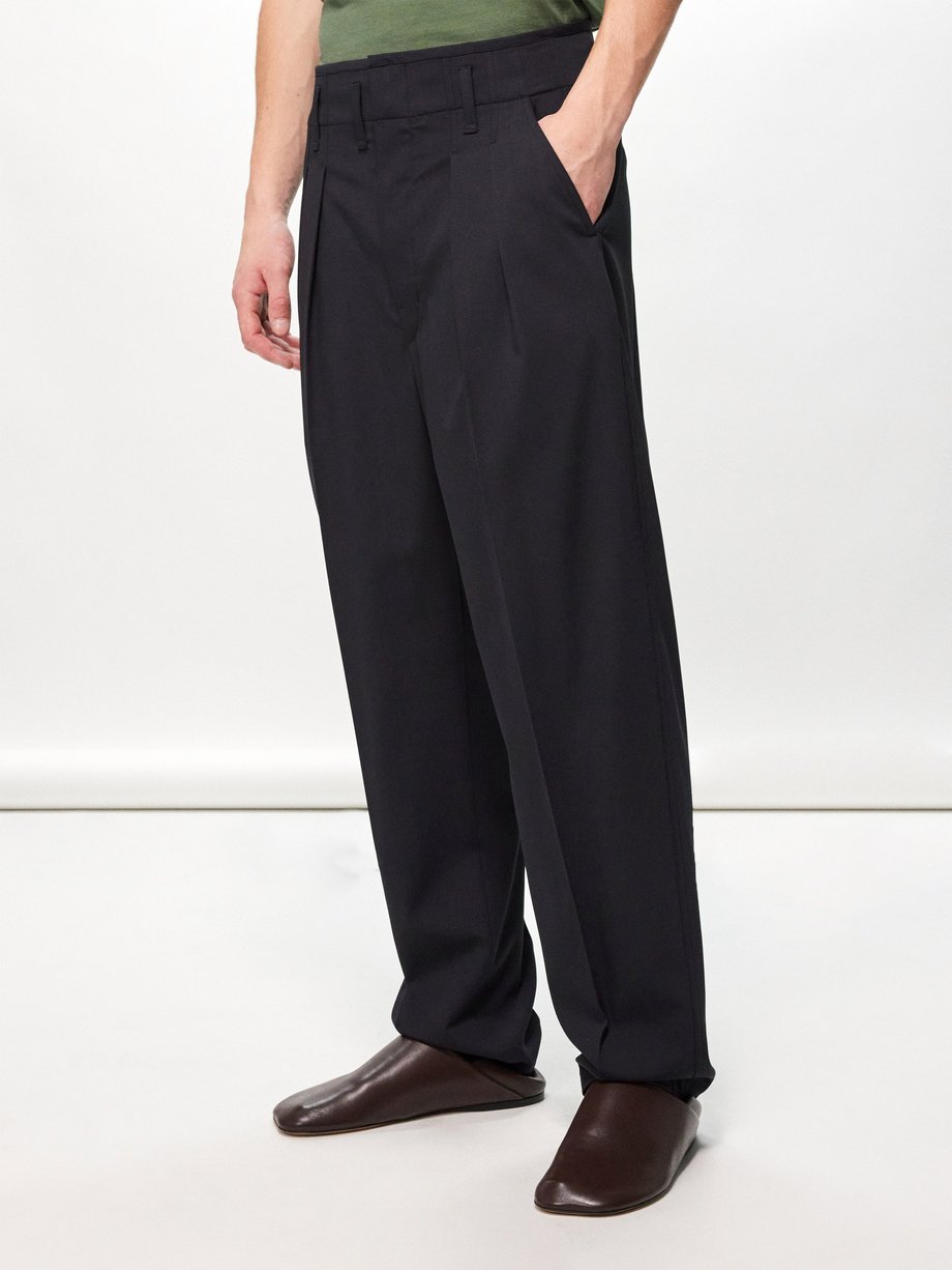 Black Double-pleat wool-twill trousers | Lemaire | MATCHES UK