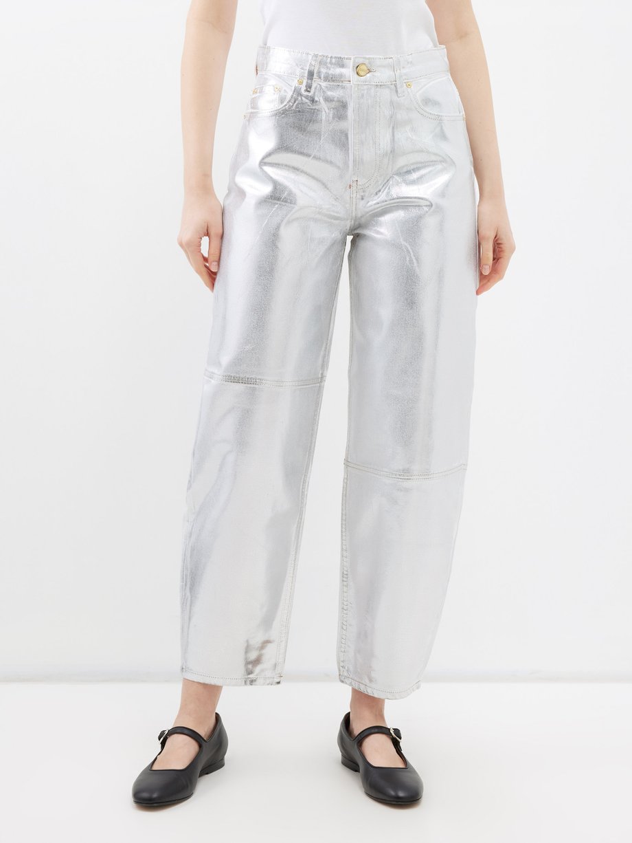 Silver Stary metallic-cotton jeans | Ganni | MATCHESFASHION UK