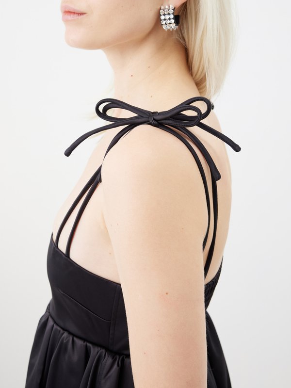 GANNI Tie-shoulder recycled-blend satin dress